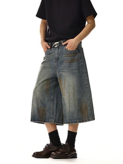 VINTAGE STAINED DENIM SHORTS