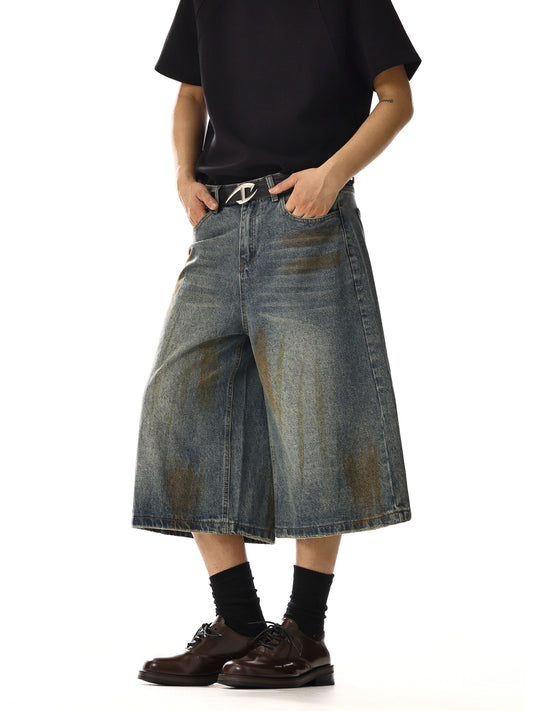 VINTAGE STAINED DENIM SHORTS