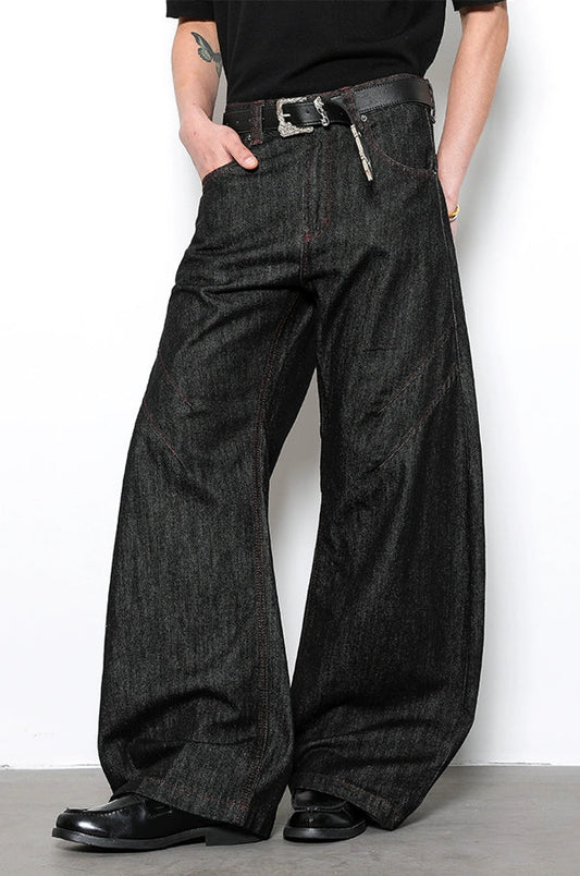 LOOSE FIT RAW EDGE BAGGY JEANS