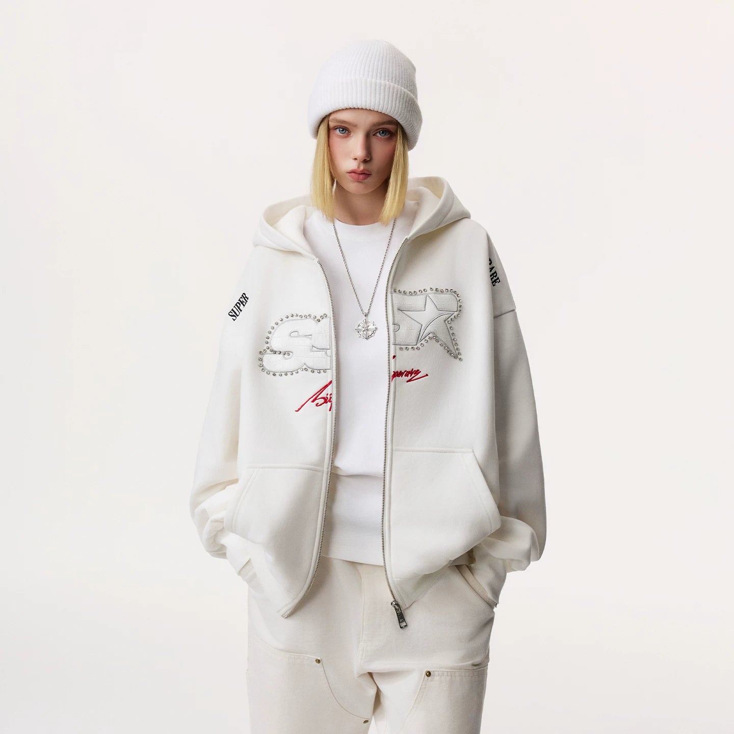 CRYSTAL STAR LOGO ZIP HOODIE