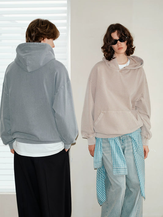 WASHED HOODED BOTTON SWEATSHIRT