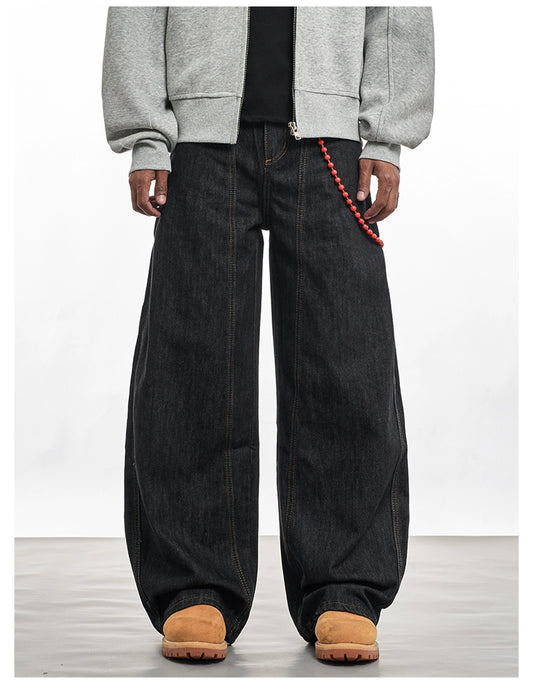 FRONT STITCH BAGGY DENIM PANTS