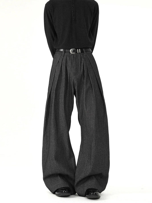 SHADOW STRIPE WIDE-LEG SLACKS