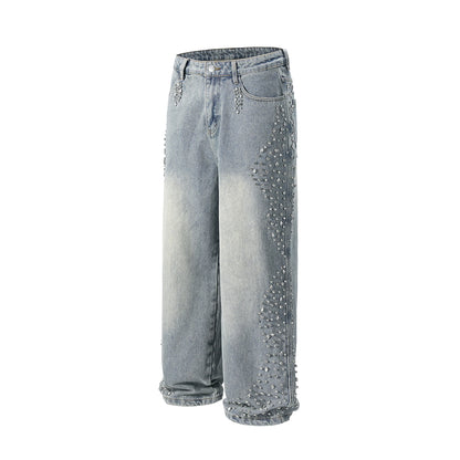 SIDE RHINESTONE DENIM PANTS