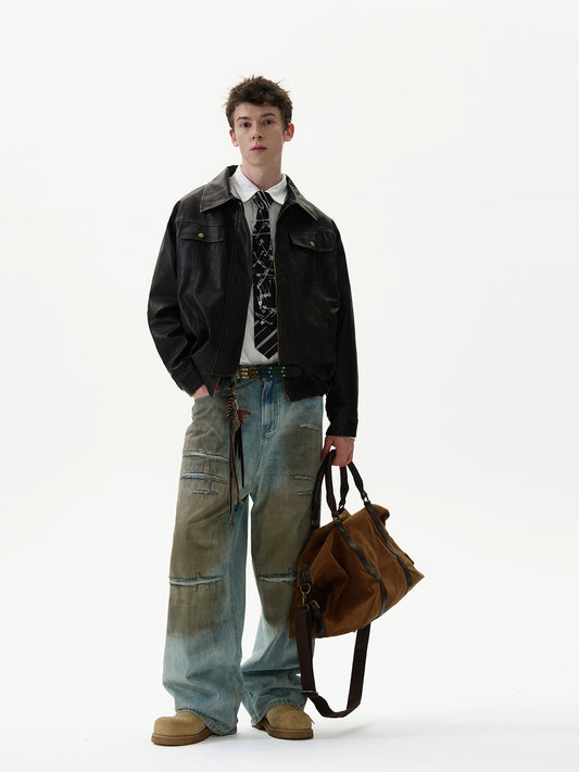 AMERICAN VINTAGE OLD LEATHER JACKET