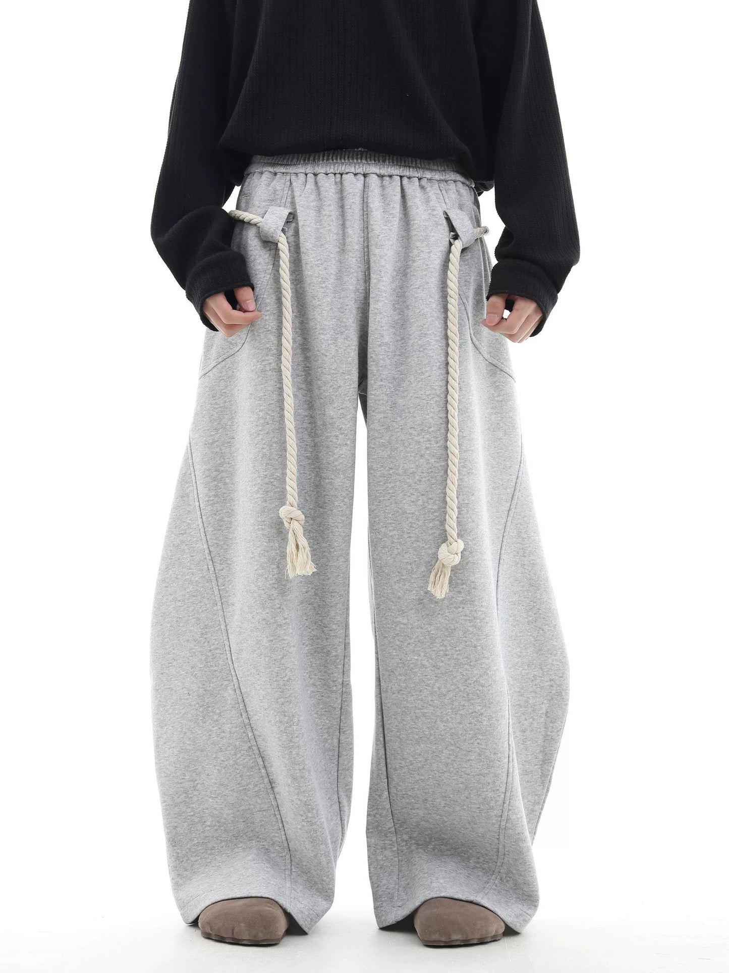 ROPE LACE BAGGY SWEAT PANTS