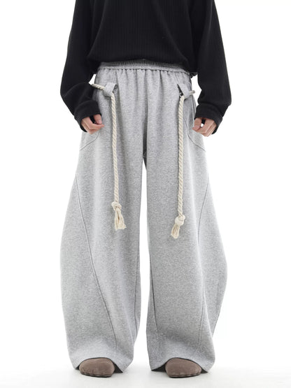 ROPE LACE BAGGY SWEAT PANTS