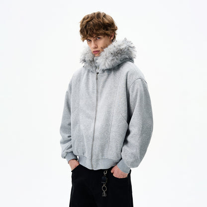 FUR HOODED OVERSIZE JACKET