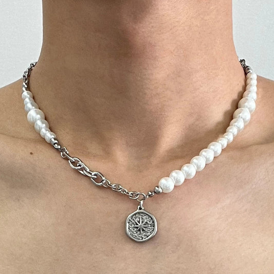 MARBLE COMPASS NECKLACE