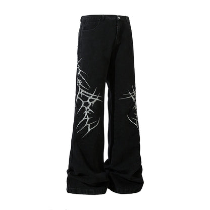 WASHED THRON EMBROIDERY PANTS