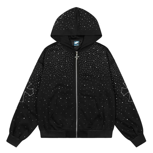 RHINESTONE STAR ZIP HOODIE