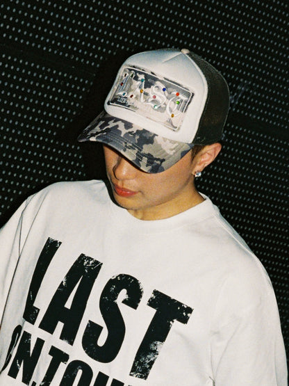 RHINESTONE PATCH MESH CAP