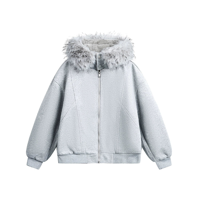 FUR HOODED OVERSIZE JACKET