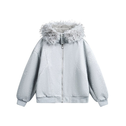 FUR HOODED OVERSIZE JACKET