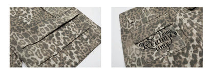 VINATGE DISTRESSED LEOPARD CARGO SHORTS