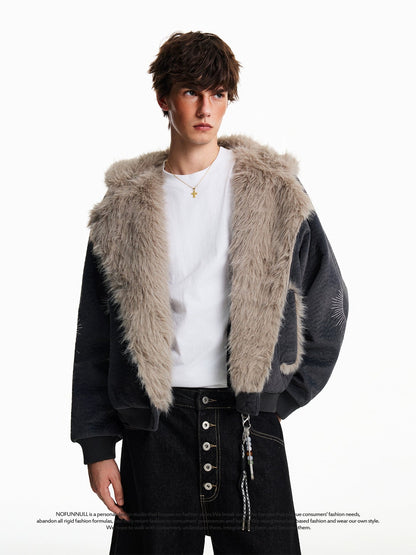 REVERSIBLE FAUX FUR HOODED JACKET