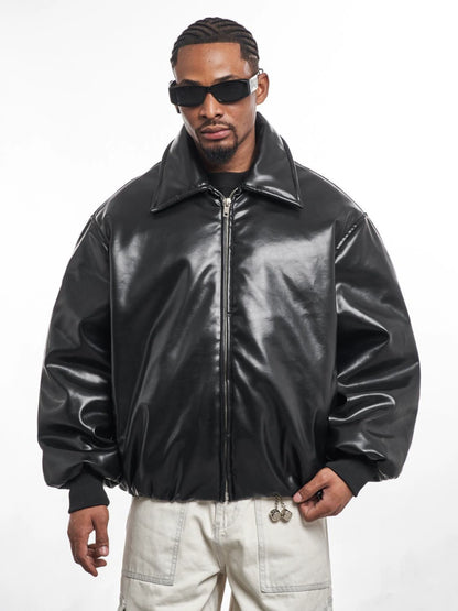 THICKNED PU LEATHER JACKET