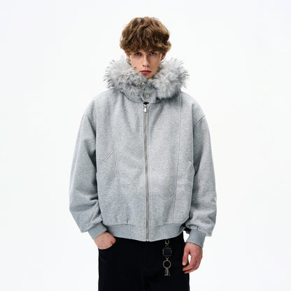 FUR HOODED OVERSIZE JACKET