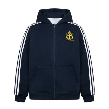 EMBROIDERY STRIPE ZIPPED HOODIE & SWEAT PANTS
