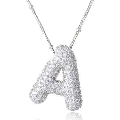 ICY CRYSTAL INITIAL NECKLACE (SILVER)