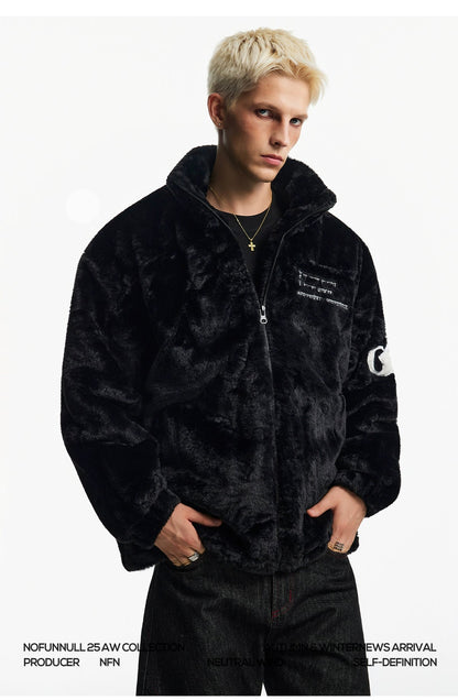 EMBROIDERY BOA HOODED JACKET
