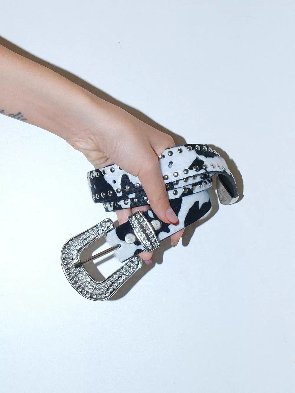 SPARKLY COW BUCKLE BELT