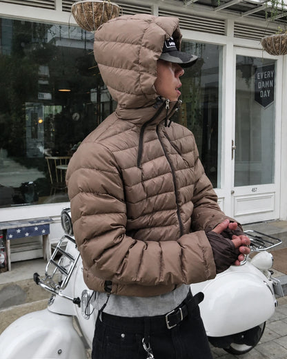 OVERSIZED HOOD CROPPED PUFFER JACKET