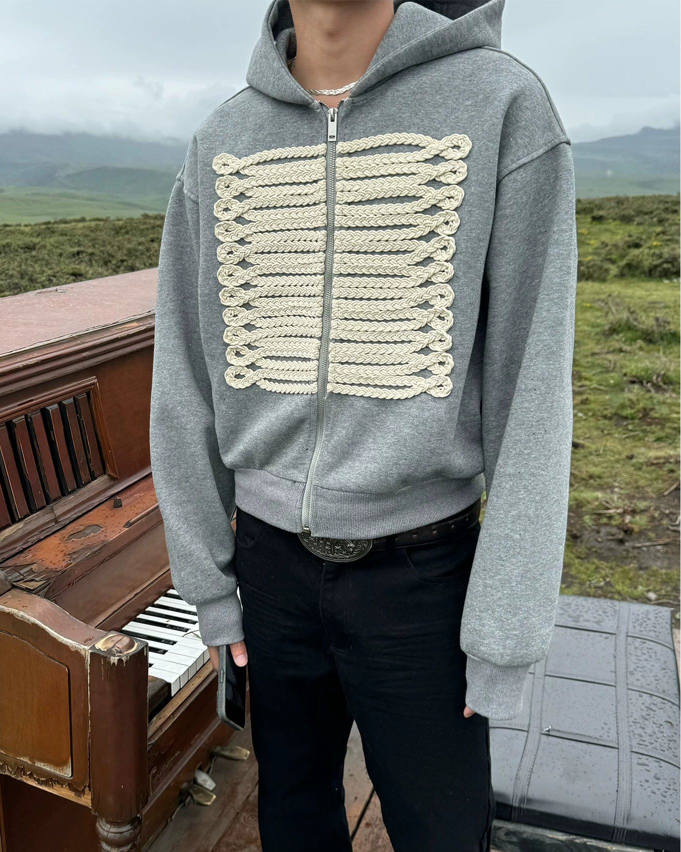 BRAID LOOP ZIP HOODIE