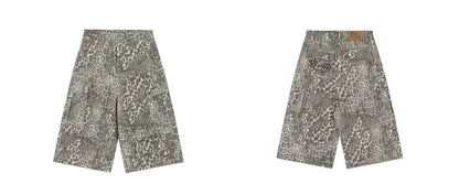 VINATGE DISTRESSED LEOPARD CARGO SHORTS