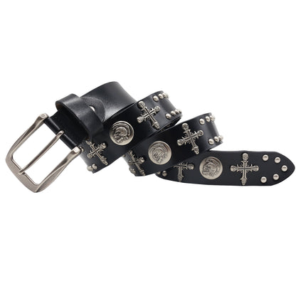 SKULL CROSS STUDS BELT