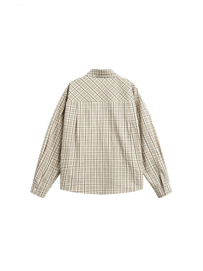AMERICAN VINTAGE LETTER PRINT CHECK SHIRT JACKET