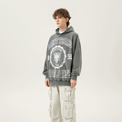 WASHED DISTRESSED GRAPHIC HOODIE