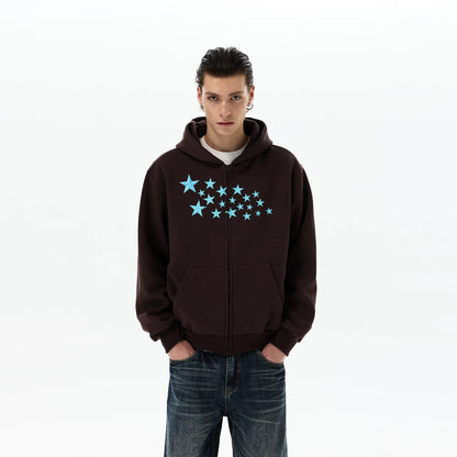 BOLD STAR DESIGN ZIP-UP HOODIE