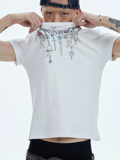 CARTOON CHAIN PRINT T-SHIRT