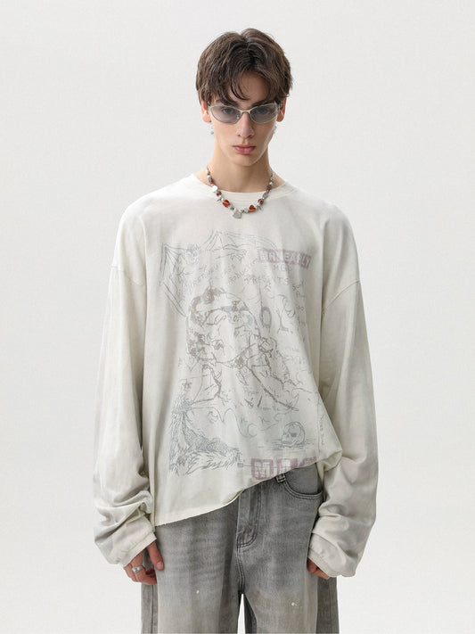 AMERICAN VINTAGE STAINED COTTON LONG-SLEEVE T-SHIRT