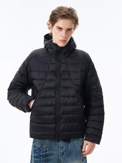LIGHTWEIGHT HOODED MICRO DOWN JACKET