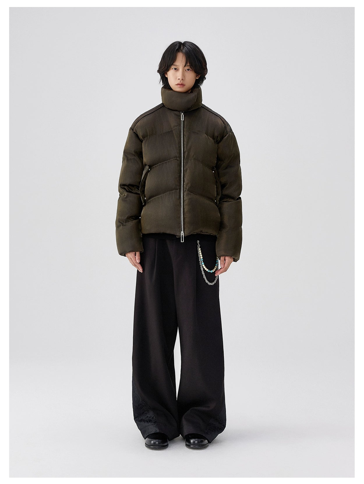 HEAVY LIQUID METAL TEXTURE DOWN JACKET