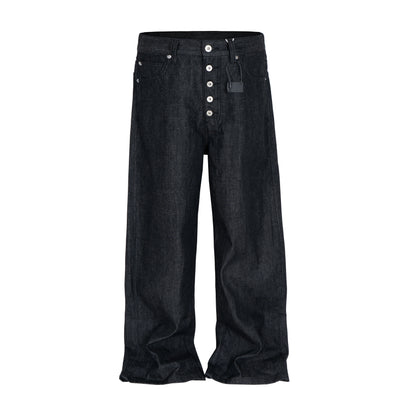 BUTTON FLY BAGGY DENIM PANTS