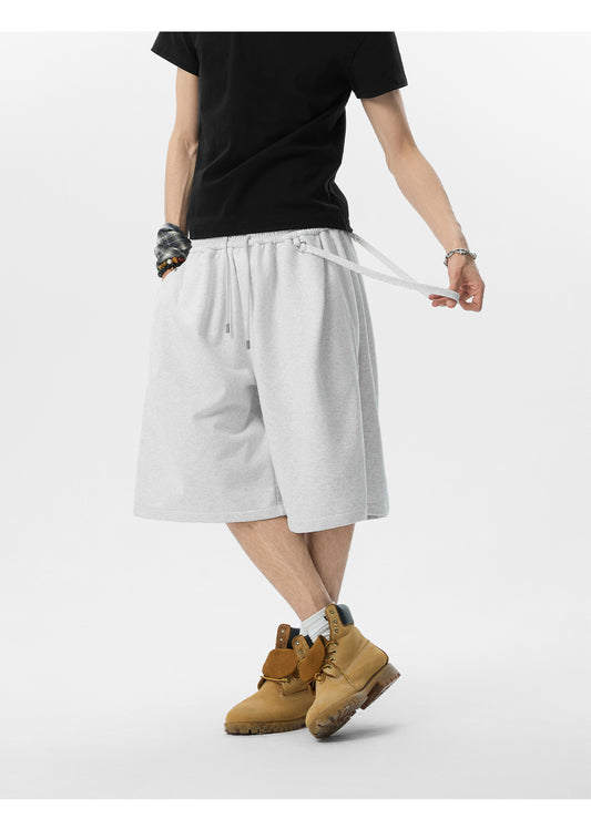 DRAWSTRING WAIST HEAVY SWEAT SHORTS