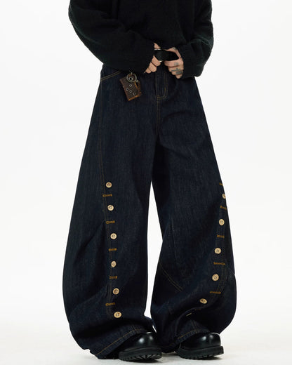 SIDE BUTTON WIDE DENIM