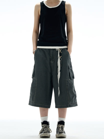 LONG STRING CASUAL STITCH CARGO PANTS