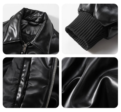 THICKNED PU LEATHER JACKET