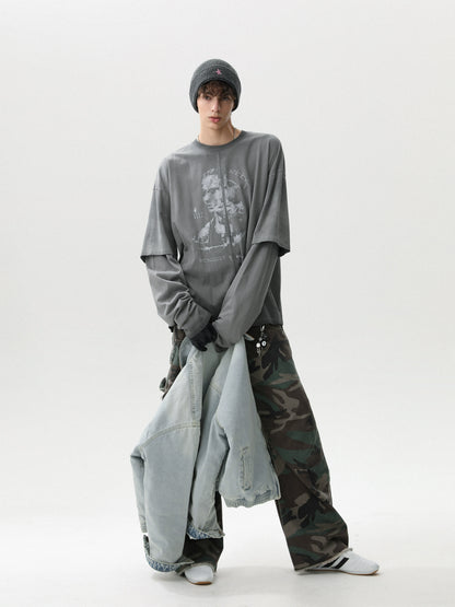 DISTRESSED AMERICAN LONG-SLEEVE T-SHIRT