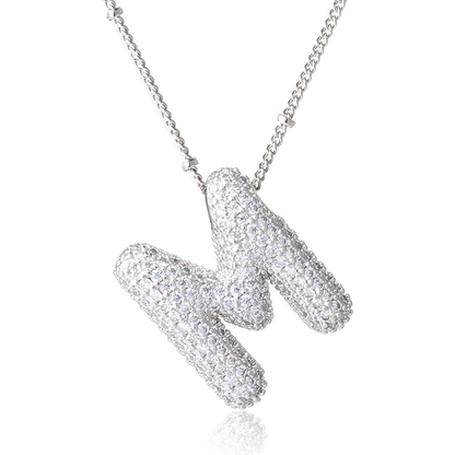 ICY CRYSTAL INITIAL NECKLACE (SILVER)