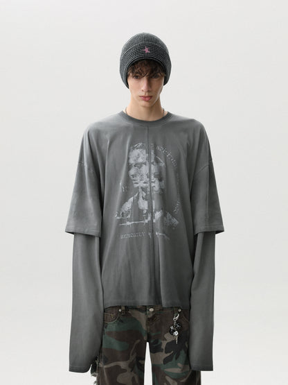 DISTRESSED AMERICAN LONG-SLEEVE T-SHIRT