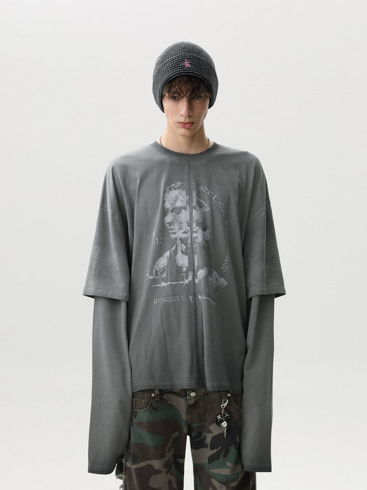 DISTRESSED AMERICAN LONG-SLEEVE T-SHIRT
