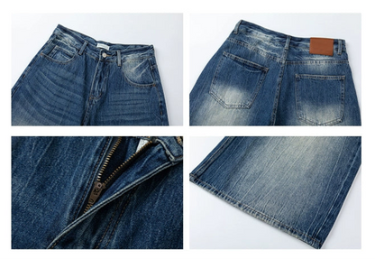 DISTRESSED WASHED DENIM SHORTS