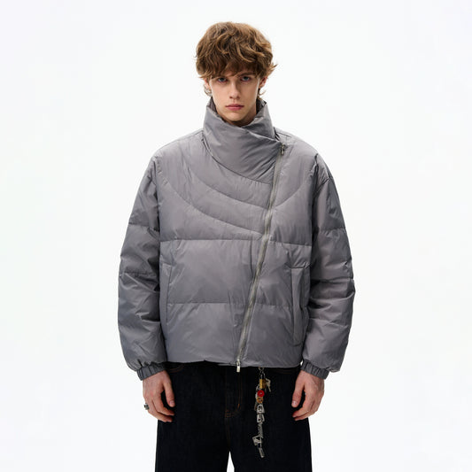 CURVED ZIP PUFFER JACKET