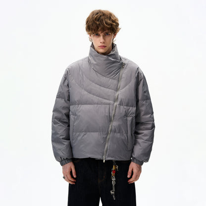 CURVED ZIP PUFFER JACKET