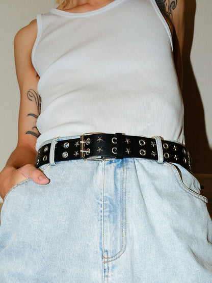 DOUBLE BUCKLE STAR STUD BELT